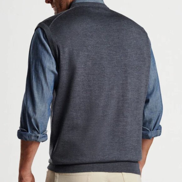 Peter Millar Charcoal Gray Autumn Crest V-Neck Sweater Vest ME0S00 NWOT M - Picture 4 of 4